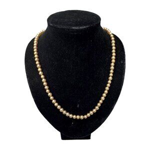 Vintage Faux Pearl Necklace With Gold Tone Filigree Clasp 23" Estate Find Formal